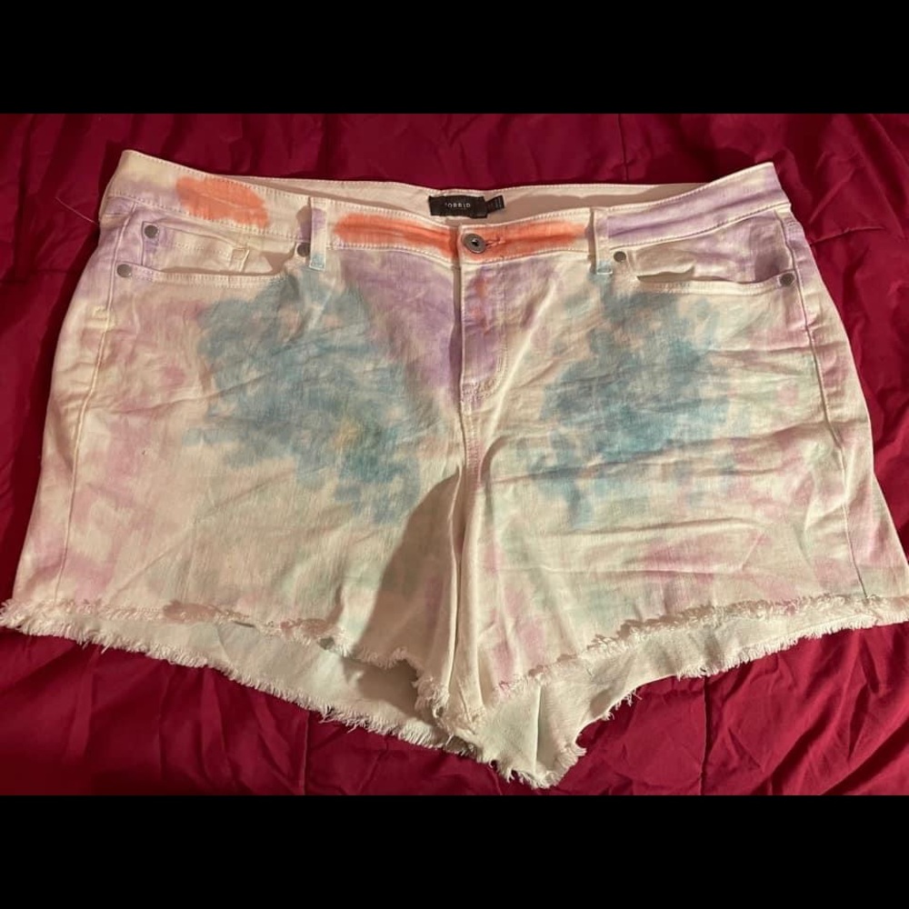 Tye-dye denim shorts